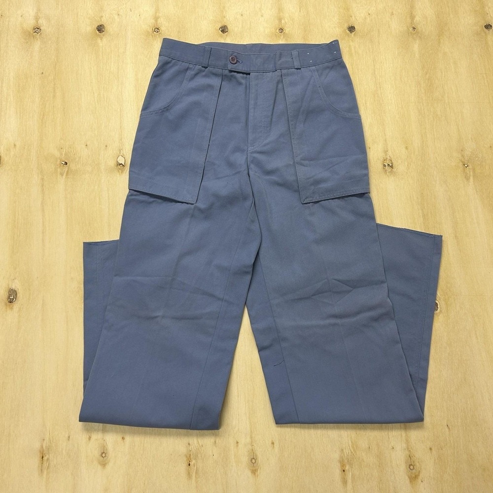 Vintage 80s Puritan Pants Mens 28x33 Blue Cargo Relaxed Canvas Workwear Utility